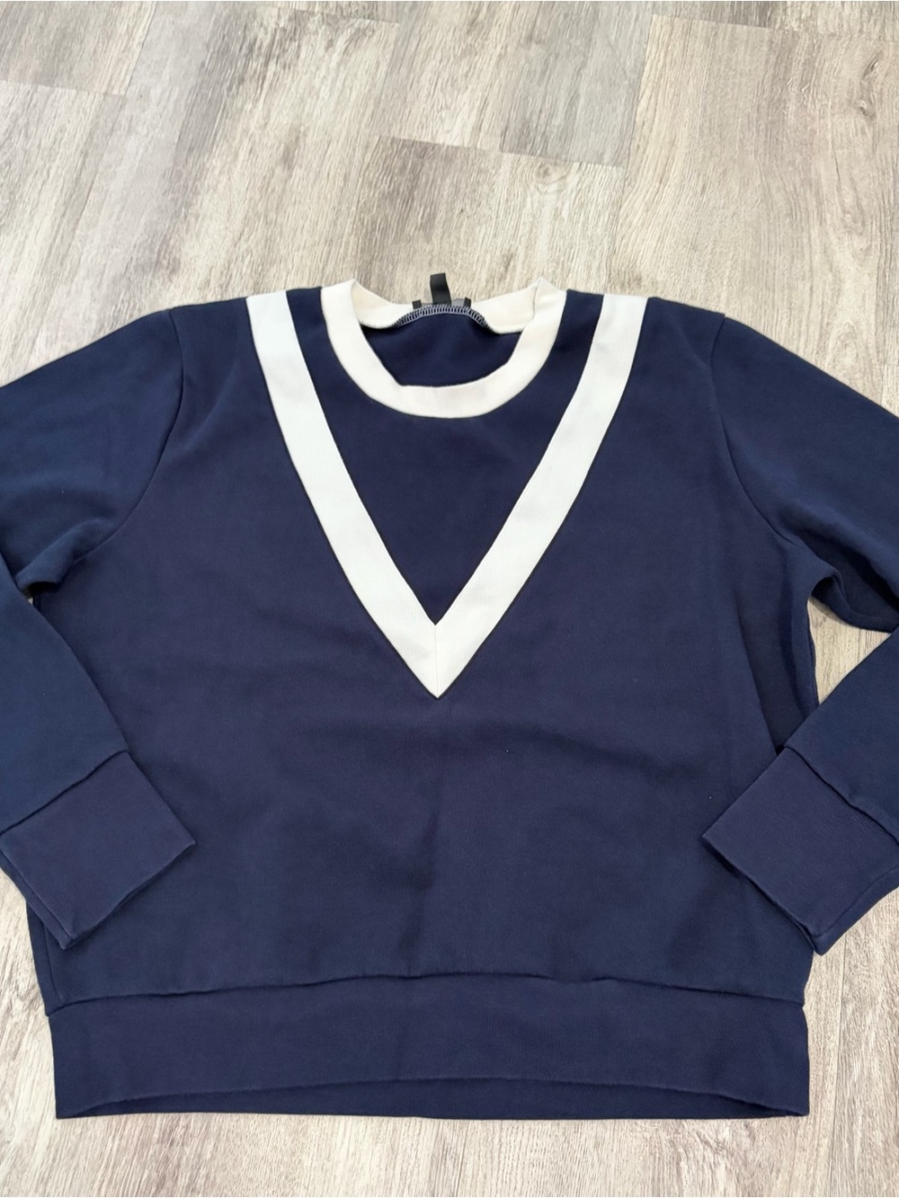 J.Crew Factory Chevron Printed Sweatshirt Womens XL navy blue Preppy Academia